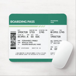Boarding Pass - Green Mouse Pad