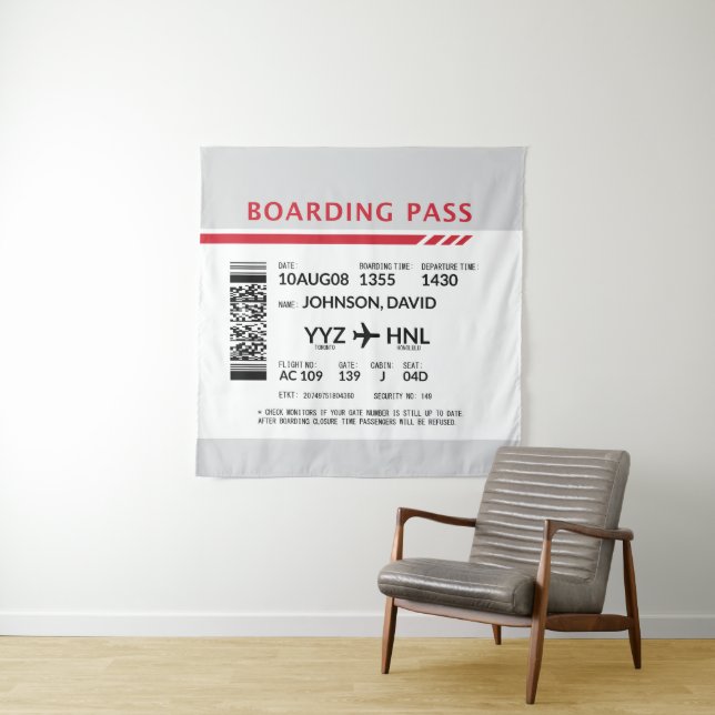 Boarding Pass - Grey Tapestry (In Situ)