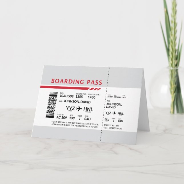 Boarding Pass - Grey Thank You Card (Front)