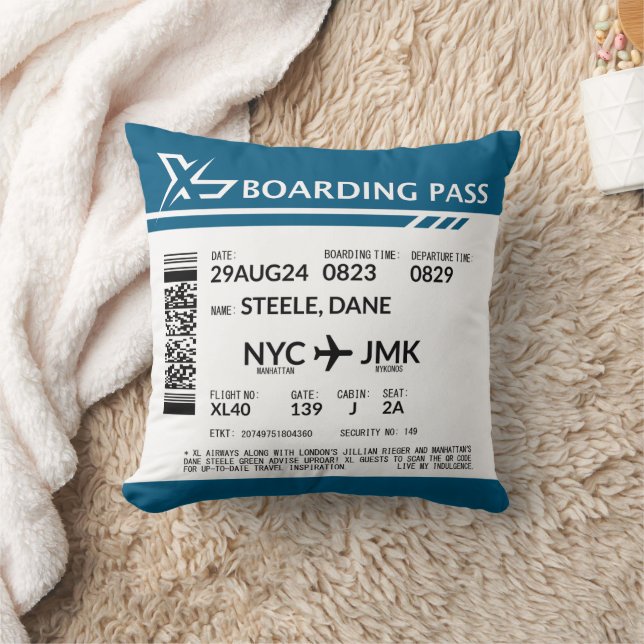 Boarding Pass - Grey Throw Pillow (Blanket)