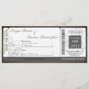 Boarding Pass Linen Wedding Invitation Autumn
