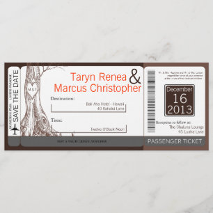 Boarding Pass Linen Wedding Invitation Fall Tree