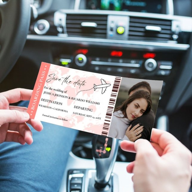 Boarding pass monogram save the date ticket (Creator Uploaded)