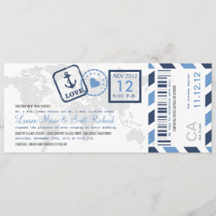 Boarding Pass Nautical Airmail Ticket Invitation