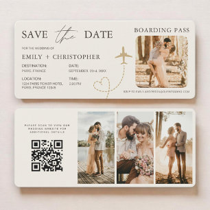 Boarding Pass Plane QR Code Save the Date