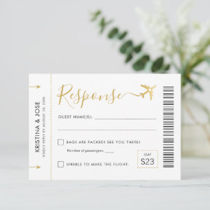 Boarding Pass Plane Ticket Destination Wedding RSVP Card