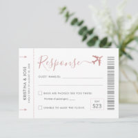 Boarding Pass Plane Ticket Rose Gold Destination 