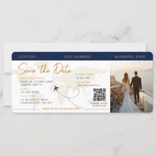 Boarding Pass Plane Ticket Save The Date wedding Invitation
