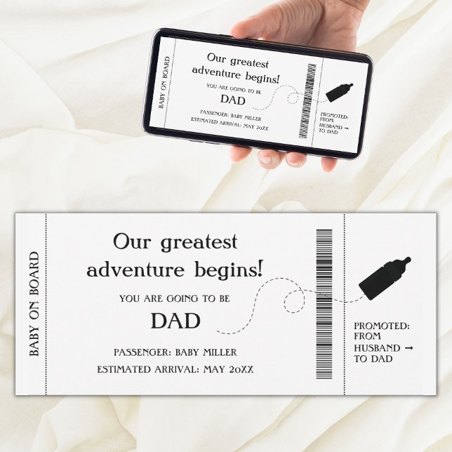 Boarding Pass Pregnancy Announcement For Husband (pregnancy announcement for husband boarding pass, our greatest adventure begins)