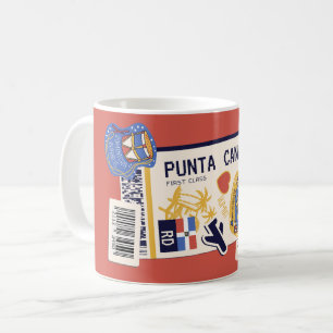 BOARDING PASS PUNTA CANA DOMINICAN REPUBLIC COFFEE MUG