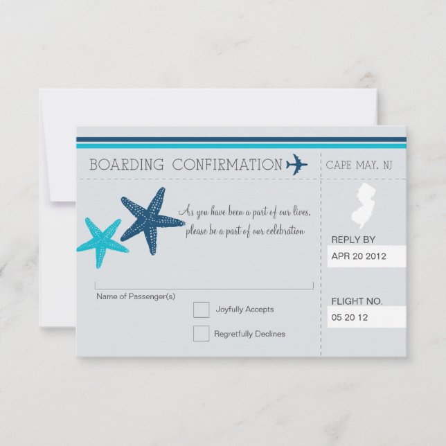 Boarding Pass RSVP TO CAPE MAY NEW JERSEY Invitation (Front)