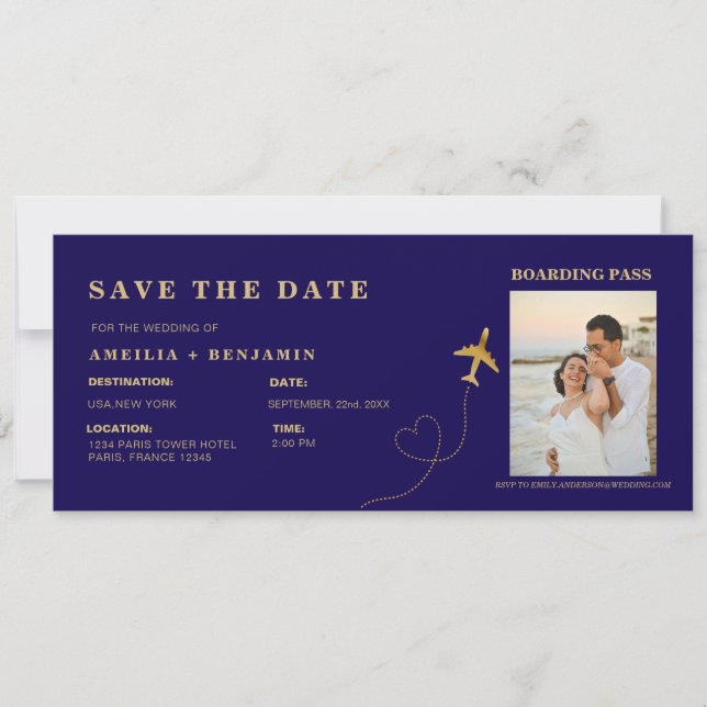 Boarding Pass Save the Date | Destination Wedding  Invitation (Front)