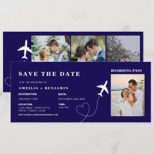Boarding Pass Save the Date Destination Wedding Invitation