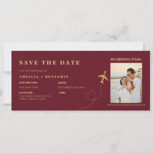Boarding Pass Save the Date   Destination Wedding  Invitation