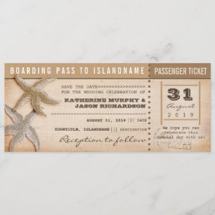 boarding pass save the date vintage tickets