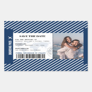 Boarding Pass Save The Date World Map Ticket  Sticker
