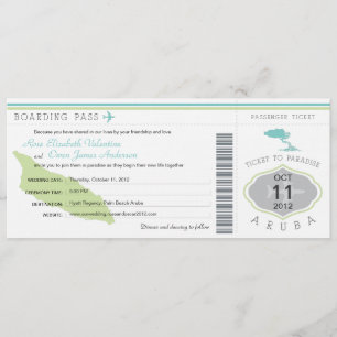 Boarding Pass to Aruba Wedding Invitation
