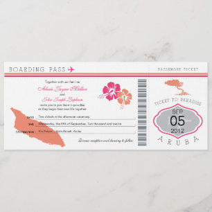 Boarding Pass to Aruba Wedding Invitation