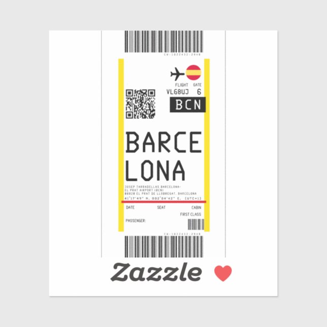 Boarding pass to Barcelona (BCN) (Sheet)