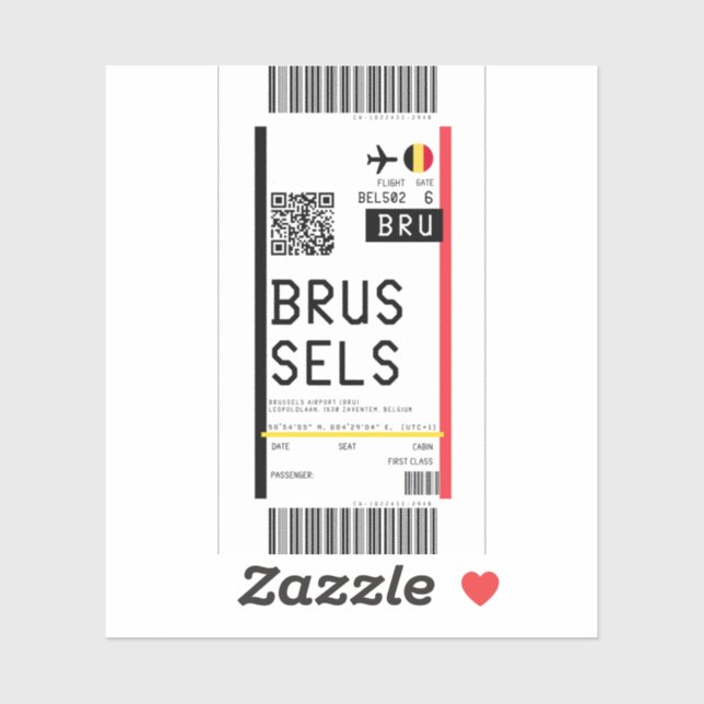 Boarding pass to Brussels (BRU) (Sheet)