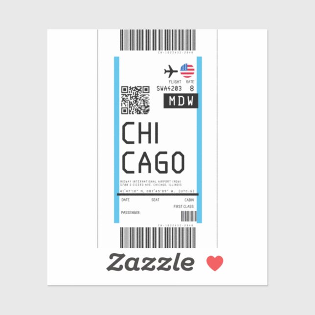 Boarding pass to Chicago (MDW) (Sheet)