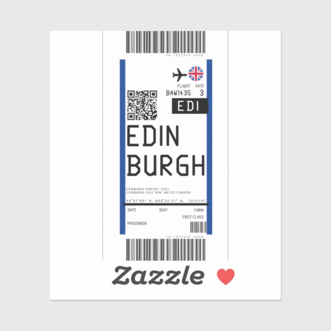 Boarding pass to Edinburgh (EDI) (Sheet)