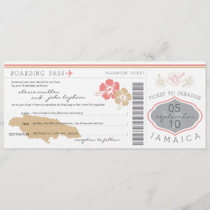 Boarding Pass to Jamaica Wedding Invitation