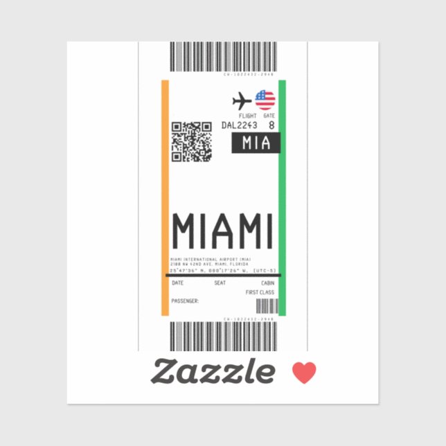 Boarding pass to Miami (MIA) (Sheet)