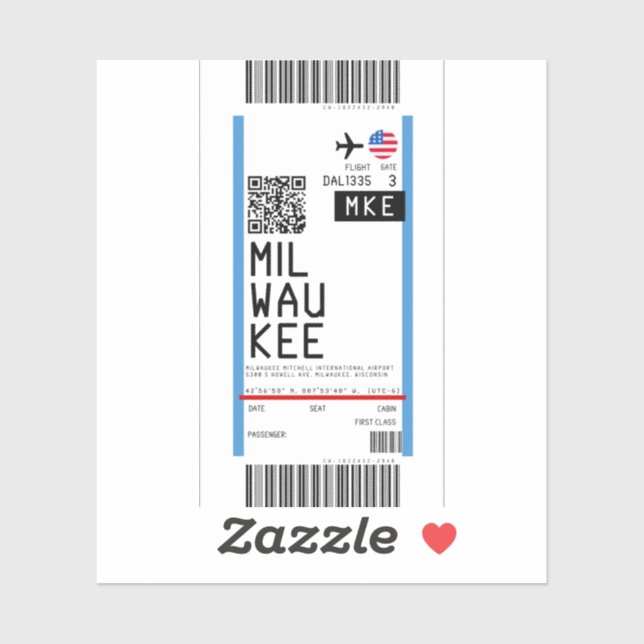 Boarding pass to Milwaukee (MKE) (Sheet)