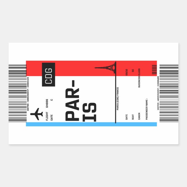 Boarding Pass to Paris Sticker (Front)