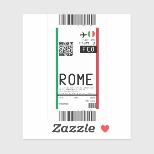 Boarding pass to Rome (FCO) (Sheet)