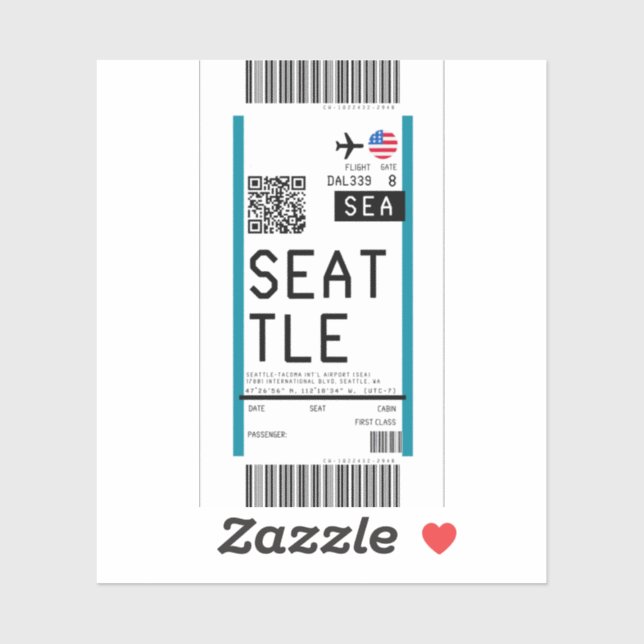 Boarding pass to Seattle (SEA) (Sheet)