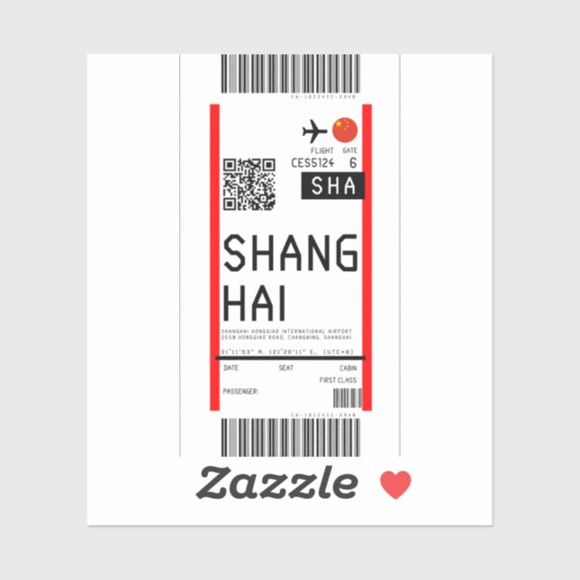 Boarding pass to Shanghai (SHA) (Sheet)