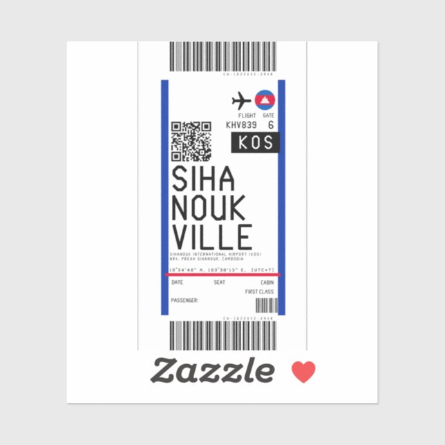 Boarding pass to Sihanoukville (KOS) (Sheet)