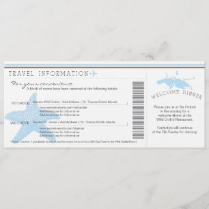 Boarding Pass to St. Thomas Wedding Travel Info Invitation