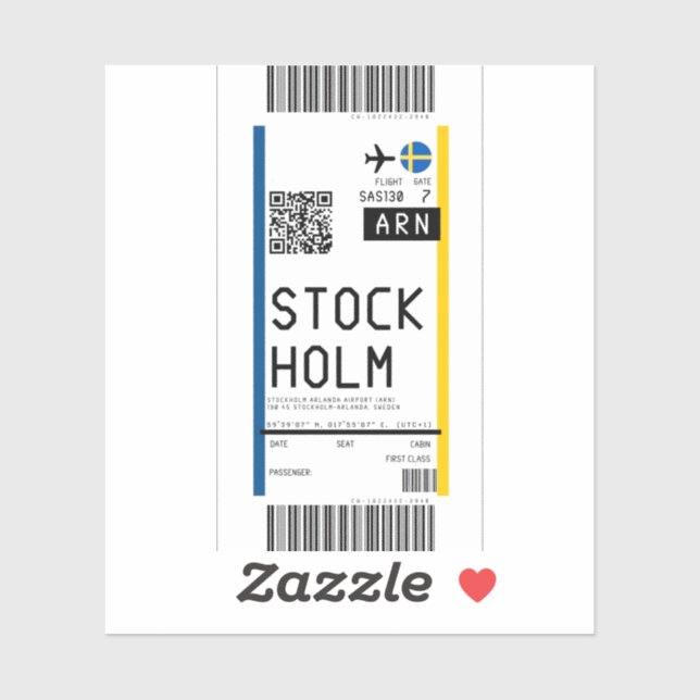 Boarding pass to Stockholm (ARN) (Sheet)