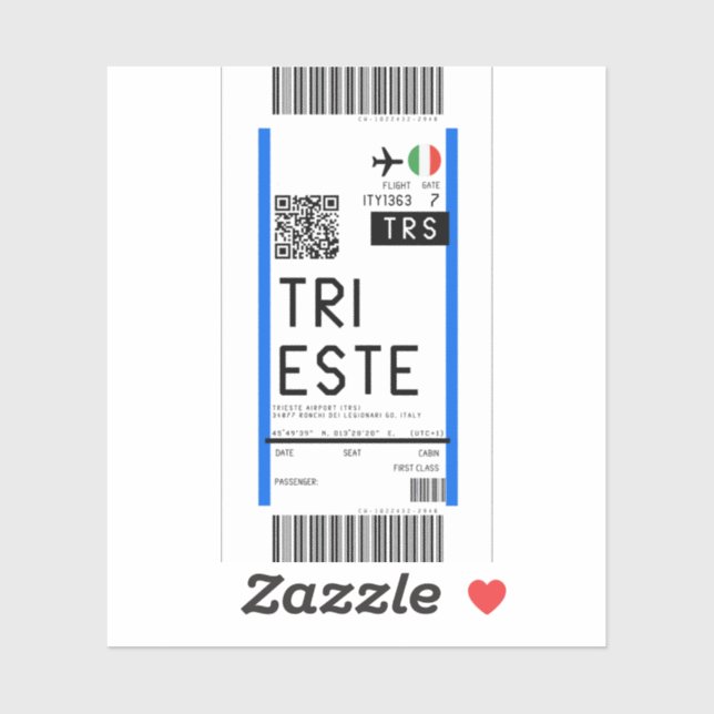 Boarding pass to Trieste (TRS) (Sheet)