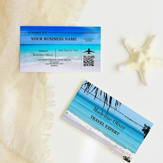  Boarding Pass Travel Agent Destination Ocean Business Card (Creator Uploaded)
