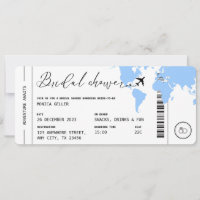 Boarding Pass Travel Bridal Shower Baby Blue