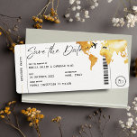 Boarding Pass Travel Save the Date Wedding Invitat Invitation<br><div class="desc">This wedding save the date invitation looks like a boarding pass,  with your "flight" information,  which makes it a unique and modern invitation that is sure to get a reaction. Customize the text and enjoy your travel-themed wedding. This is perfect for destination wedding.</div>