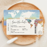 Boarding Pass Travel Save the Date Wedding Invitation<br><div class="desc">This wedding save the date invitation looks like a boarding pass,  with your "flight" information,  which makes it a unique and modern invitation that is sure to get a reaction. Customize the text and enjoy your travel-themed wedding. This is perfect for destination wedding.</div>
