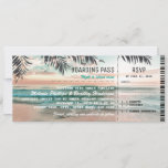 Boarding Pass Tropical Beach Wedding Tickets RSVP Invitation<br><div class="desc">This summer, tie the knot in style! Our exclusive Beach Destination Boarding Wedding Invitations are the ideal way to set the tone for your seaside nuptials. Featuring a stunning tropical palm beach setting, twinkling string lights, and a design that seamlessly blends tradition with modern flair, these invitations are sure to...</div>