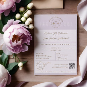 Boarding Passport Ticket Destination Wedding Invitation