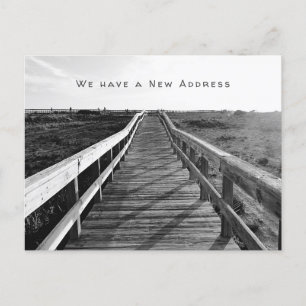 Boardwalk Black n White New Address Postcard