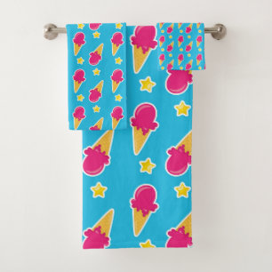 Boardwalk Bliss: Ice Cream & Stars Bath Towel Set