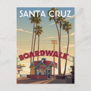 Boardwalk in Santa Cruz California Travel Postcard