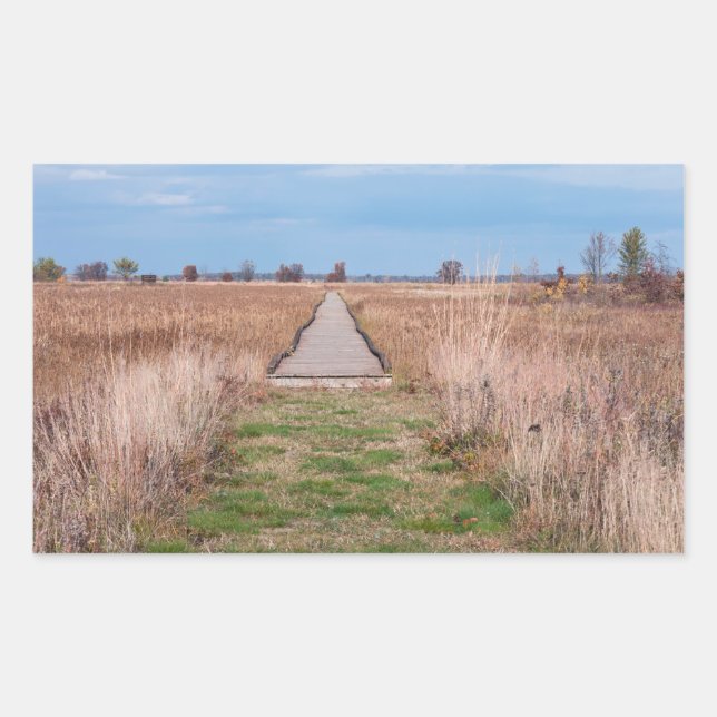 boardwalk through prairie at necedah sticker (Front)