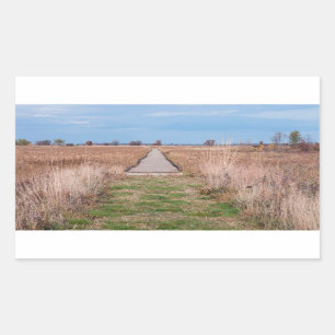 boardwalk through prairie at necedah sticker