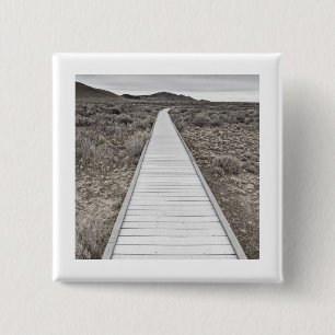Boardwalk through the desert 2 inch square button