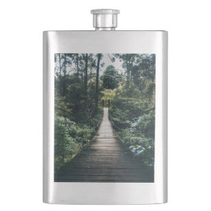 Boardwalk Through The Forest Hip Flask